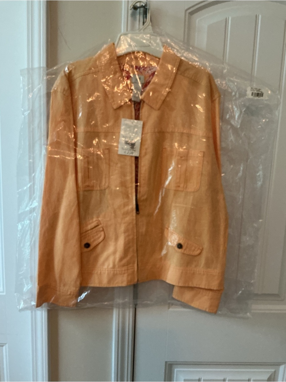 J. Jill Light Orange Utility Jacket with Button Flap Pockets